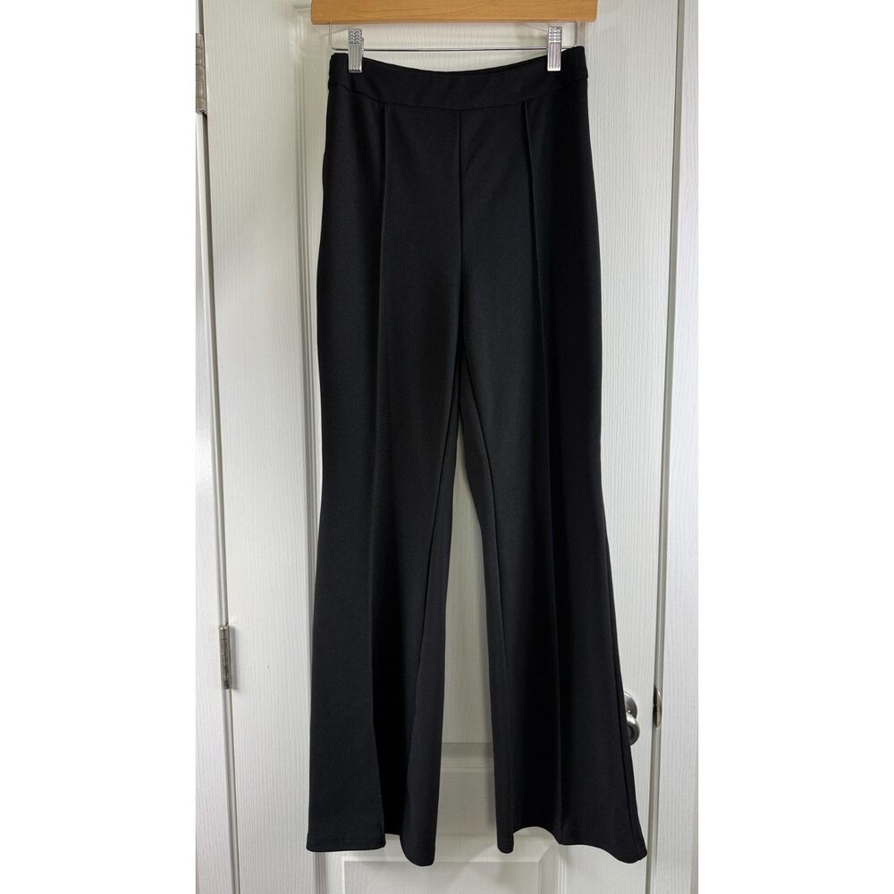 Shein Women's Black Flare Dress Pants Side Zipper Polyester Elastane Size M